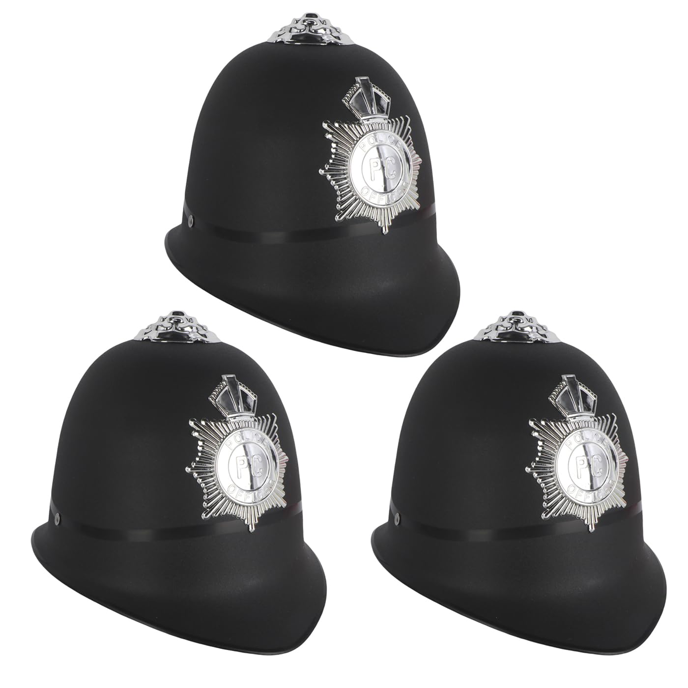 3 Pack Helmet Hat for Halloween Party Costumes (British Bobby Policeman Cop Officer)