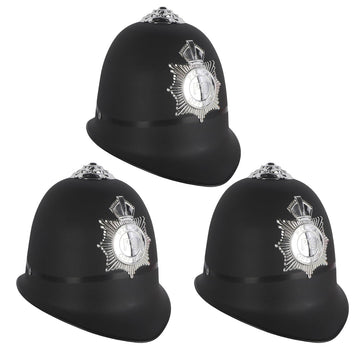 3 Pack Helmet Hat for Halloween Party Costumes (British Bobby Policeman Cop Officer)