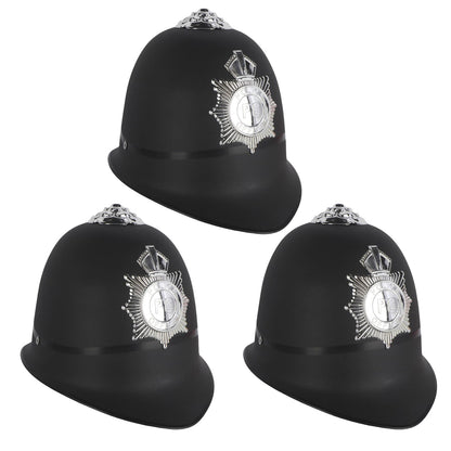 3 Pack Helmet Hat for Halloween Party Costumes (British Bobby Policeman Cop Officer)