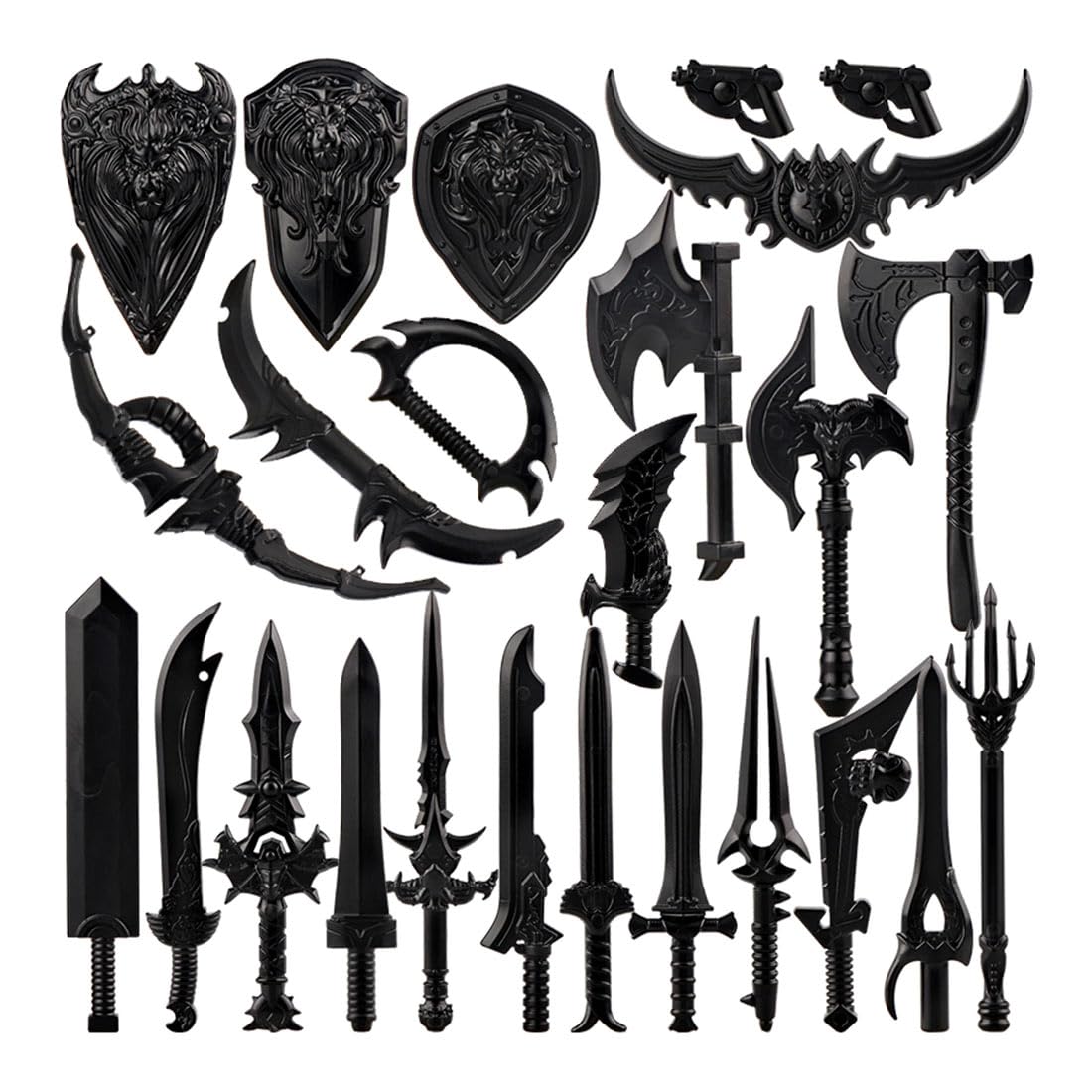 GoAssemb Unique Dark Arms Building Blocks Set, 24PCS Dark-Themed Armory Accessories for Custom Builds, Perfect for MOC Projects and Medieval