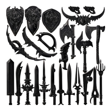 GoAssemb Unique Dark Arms Building Blocks Set, 24PCS Dark-Themed Armory Accessories for Custom Builds, Perfect for MOC Projects and Medieval