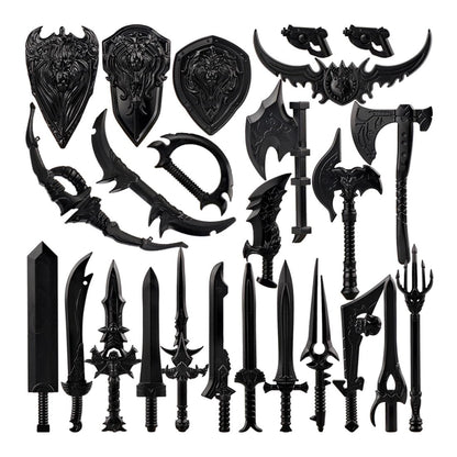GoAssemb Unique Dark Arms Building Blocks Set, 24PCS Dark-Themed Armory Accessories for Custom Builds, Perfect for MOC Projects and Medieval