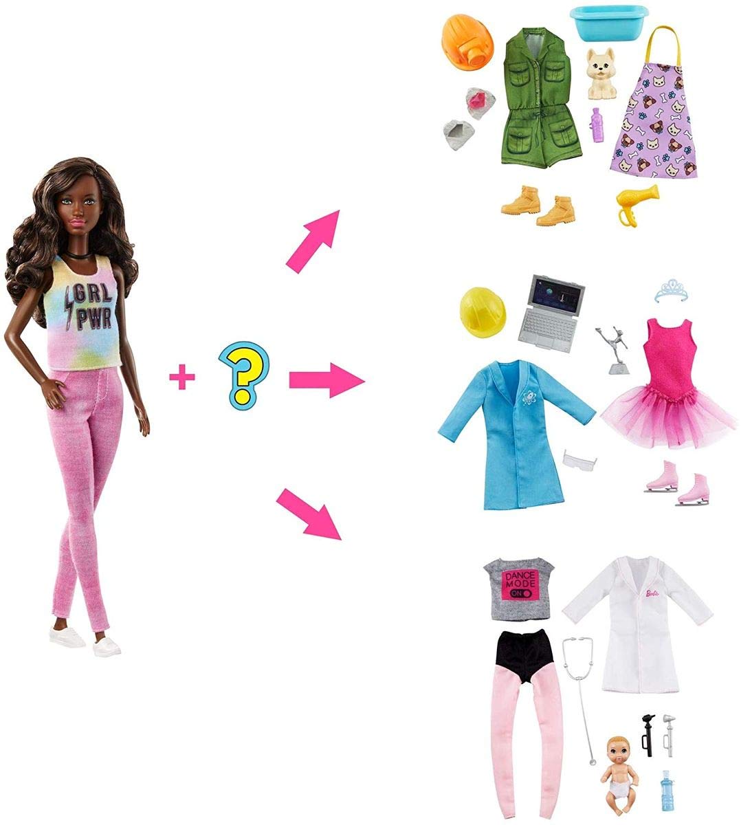 Barbie Doll with 2 Surprise Career Looks Featuring 8 Surprises, 2