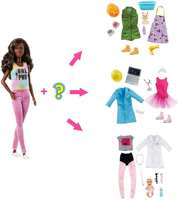 Barbie Doll with 2 Surprise Career Looks Featuring 8 Surprises, 2