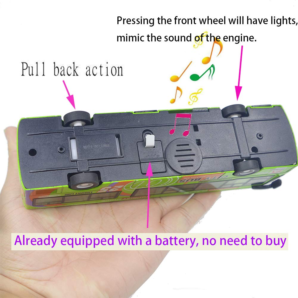 Ailejia City Bus Toy Die Cast Pull Back Public Transportation Vehicles Mini Bus Model Car Toys Lights and Music (Yellow)