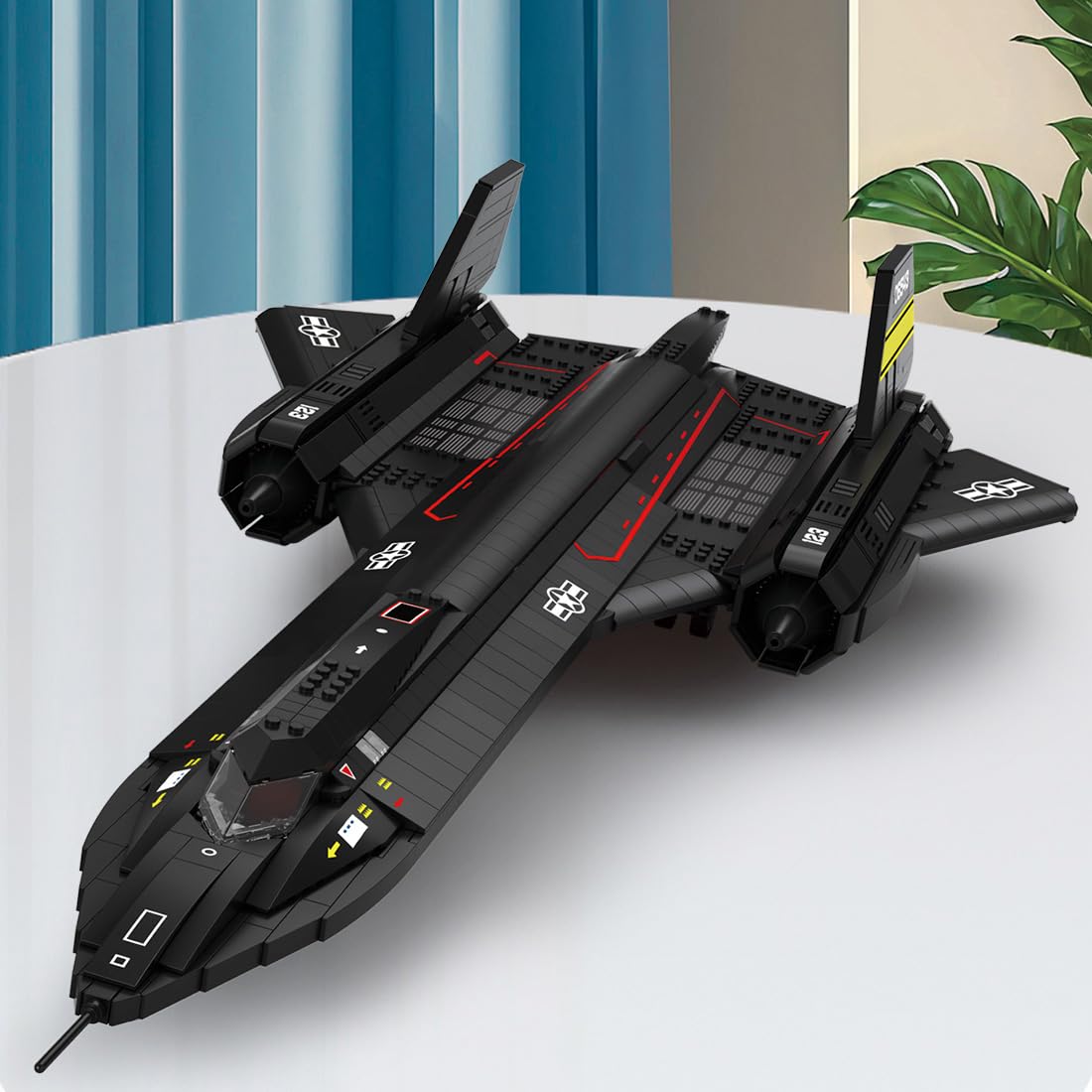 BrickCraftWorks SR71 Blackbird Tactical Aircraft Model Building Blocks Set, Military Helicopter Model to Build and Display, Creative Interactive