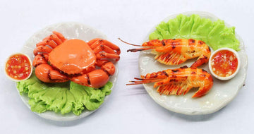 ThaiHonest 2 Dollhouse Miniatures Seafood Shrimp and Crab Handcrafted Miniature,Tiny Food