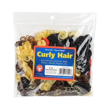 Hygloss 2 oz Curly Doll Hair for Crafts Assorted- Premium Synthetic Hair for Doll Making, Puppets, and Arts & Crafts Projects - Easy Application