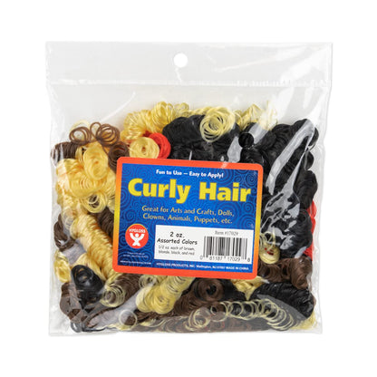 Hygloss 2 oz Curly Doll Hair for Crafts Assorted- Premium Synthetic Hair for Doll Making, Puppets, and Arts & Crafts Projects - Easy Application