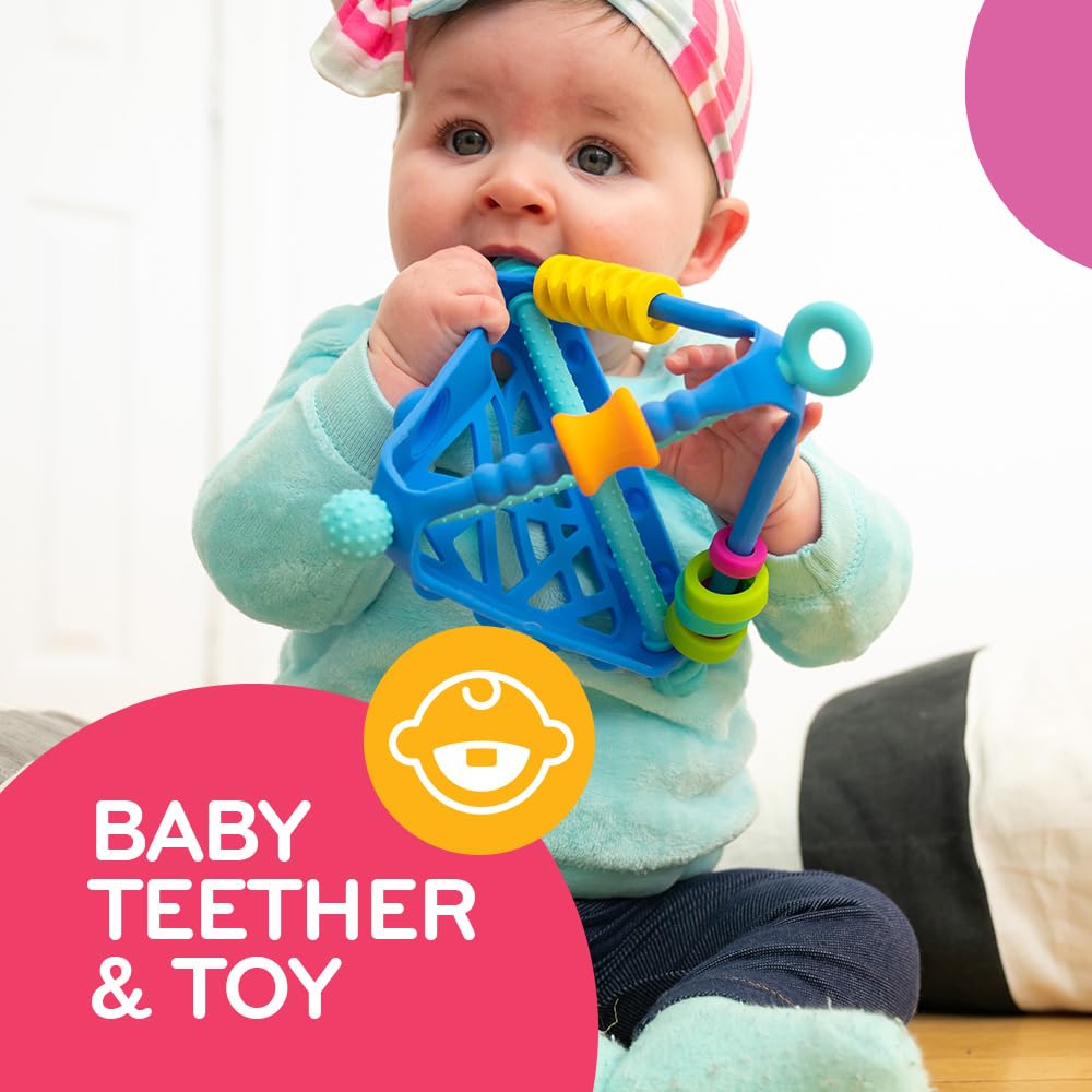 Mobi Wigloo Activity Toy - Sensory Activities for Toddlers and Kids, Teething Toy Made with Food Grade Silicone, BPA and Phthalate Free - Babies 6-12