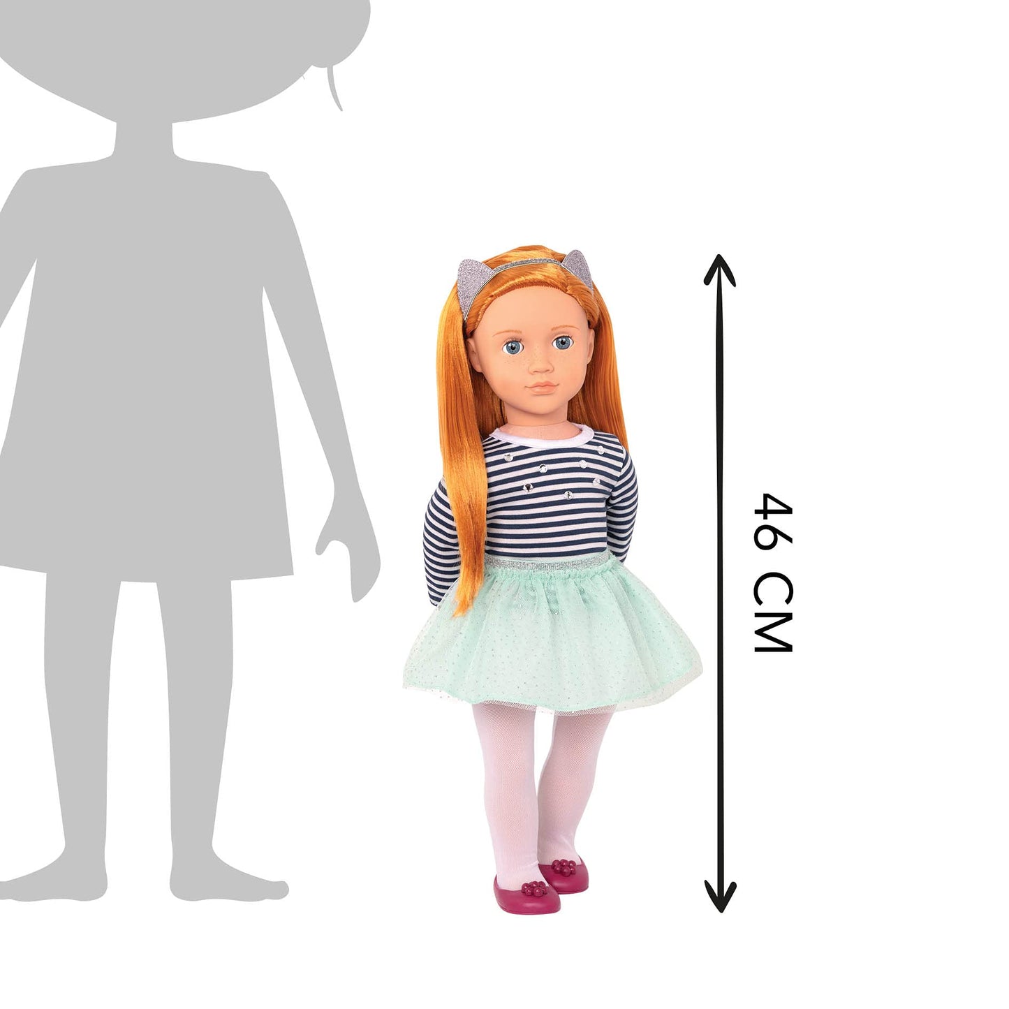 Our Generation - Arlee - 18-Inch Doll - Red Hair & Blue Eyes - Fashion Outfit - Cat-Ear Headband - Toy for Kids 3 Years +