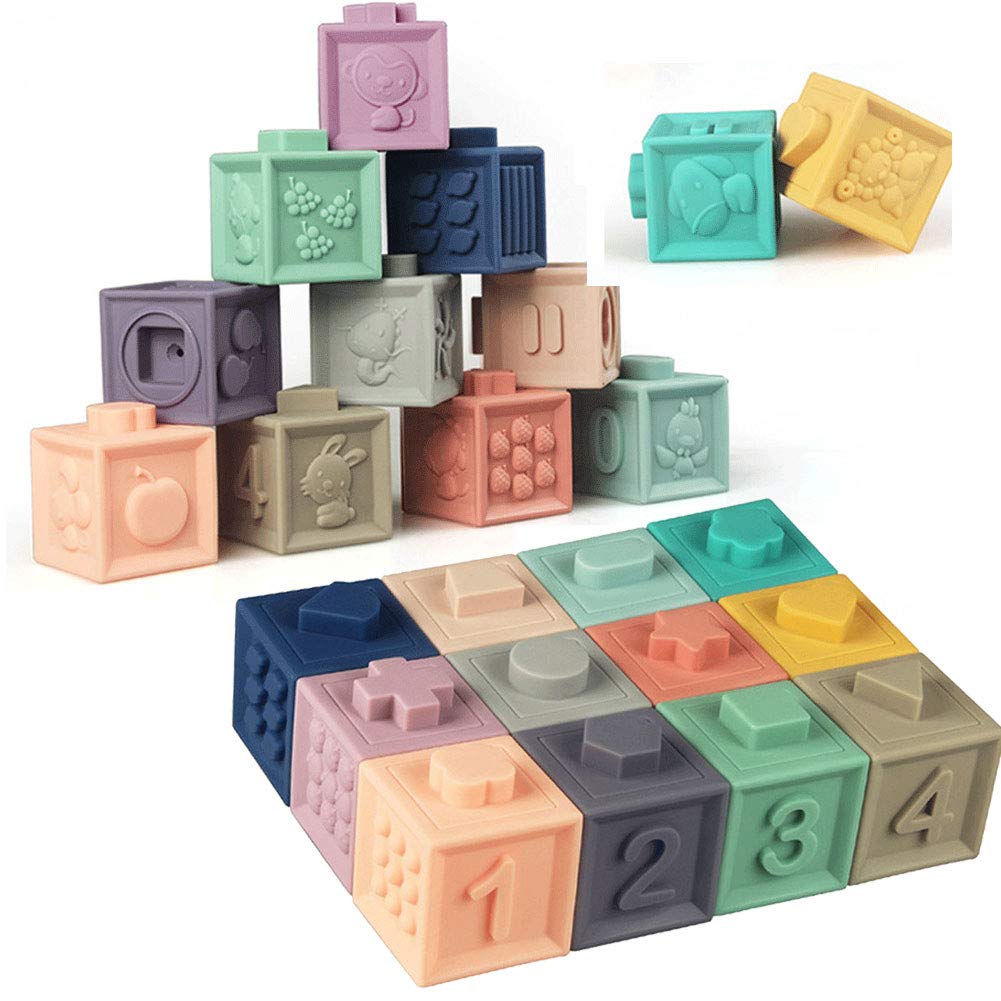 Litand Soft Stacking Blocks for Baby - Sensory Montessori Toys Toddler Activities - Gifts for Boy Girl 6 9 12 18 Months 1 2 3 Year Old Birthday