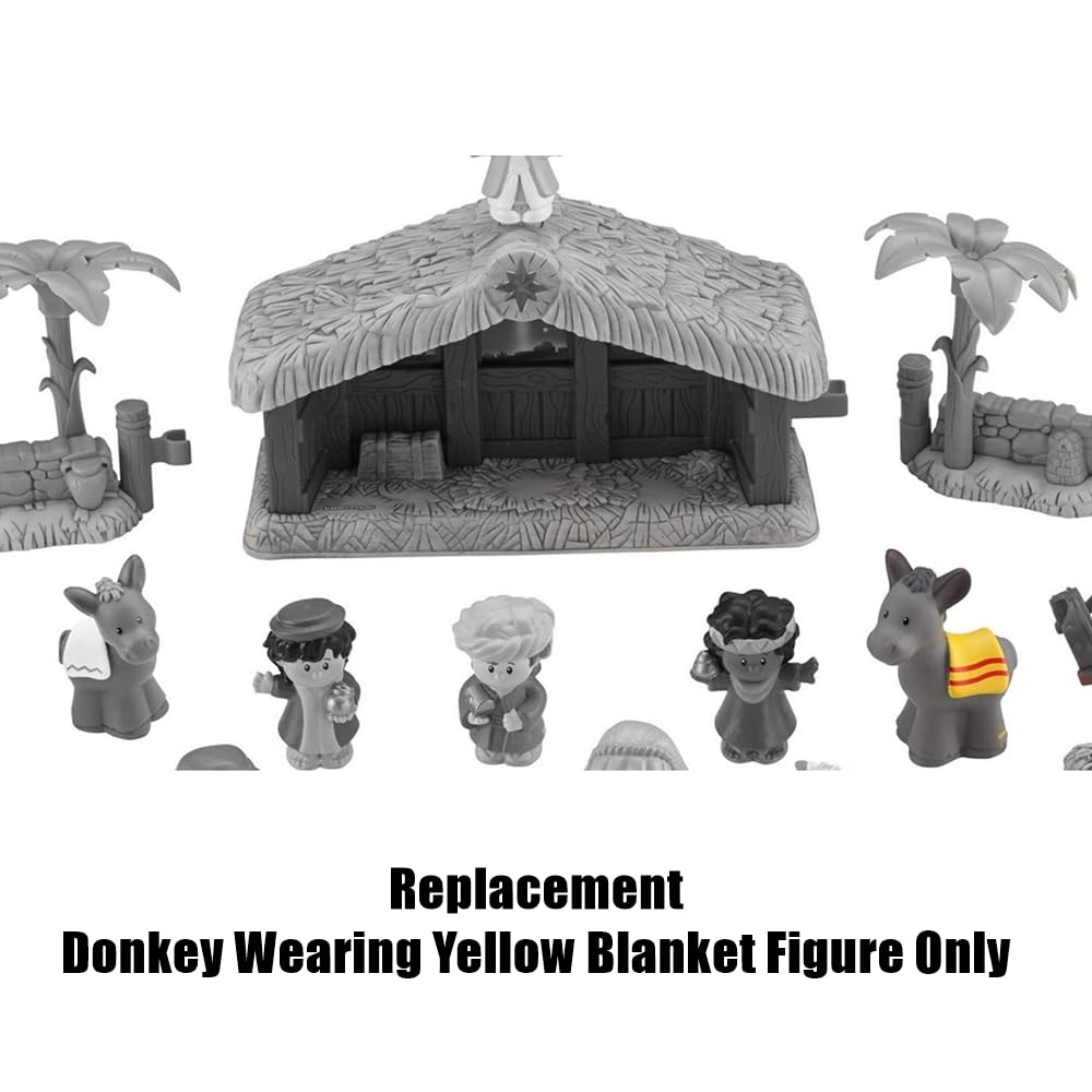 Mattel Replacement Part for Fisher-Price Little People Nativity Set - J2404 - Replacement Donkey in a Yellow Blanket Figure