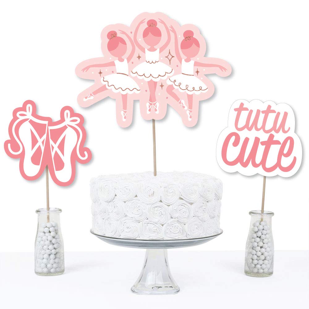 Big Dot of Happiness Tutu Cute Ballerina - Ballet Birthday Party or Baby Shower Centerpiece Sticks - Table Toppers - Set of 15