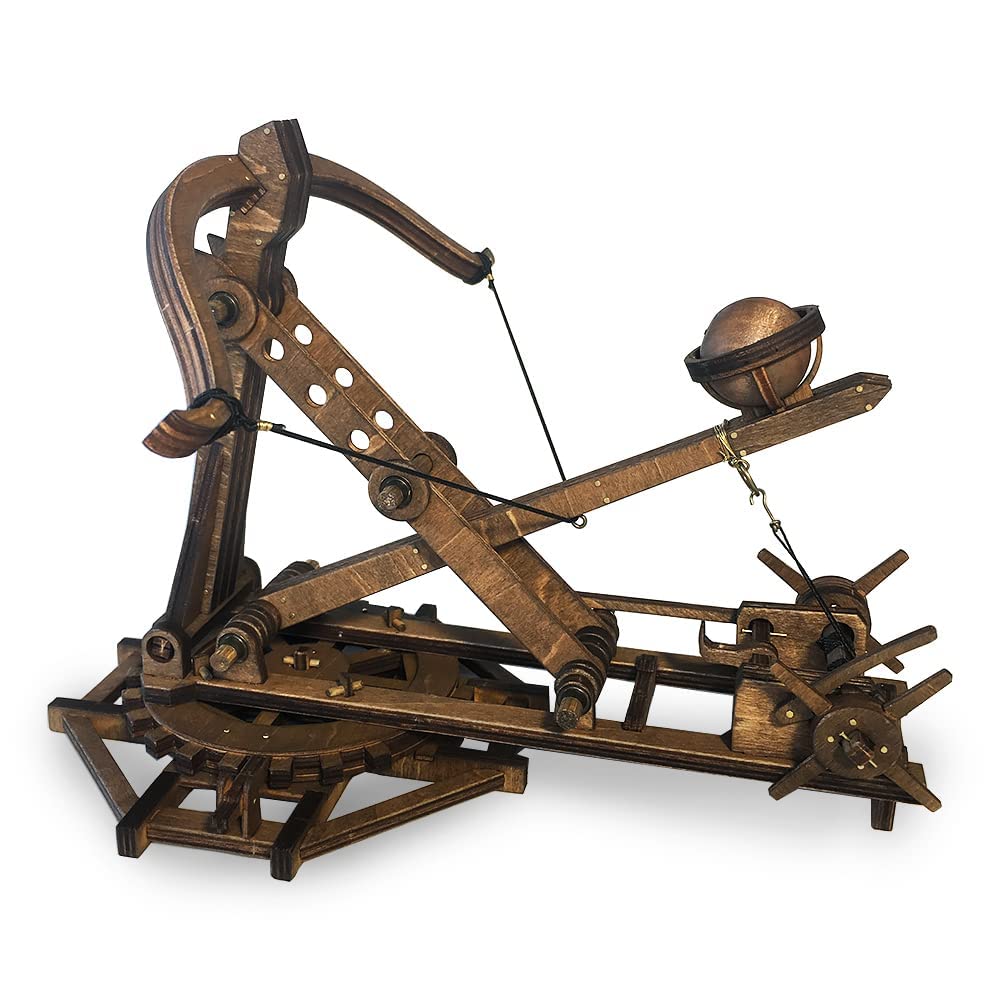 YAQUMW Adjustable Crossbow Siege Ancient Chariot Catapult Machinery Stone-Thrower Slingshot 3D DIY Wooden Puzzle Tabletop Game Model Kits Stem