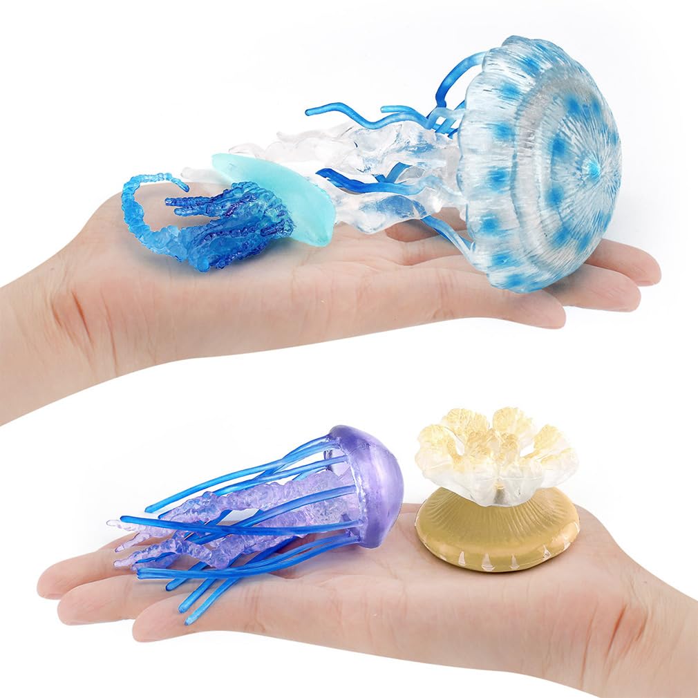 BLAPNK 2 Pcs Realistic Ocean Jellyfish Model Toys, Simulated Sea Life Jellyfish Animals Figurine Collection Playset Sea Creature Science Educational