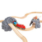 Wooden Train Set Kids Lift & Load Magnetic Crane Helicopter Semi Truck Shipping Containers Diesel Engine STEM Construction Playset Compatible