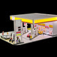 Heligotech 1/64 Scale Gas Station Scene Model, DIY Building Diorama Model Station Building Sets with LED Lights, Creative (Cars & Figures not
