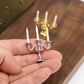 Dollhouse Candlesticks, Miniature Metal Candelabra, 1:12 Dining Candle Holder with 3 Candles, for Dollhouse Miniature Kitchen, Fairy Garden, Diorama