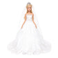 BARWA White Wedding Dress with Veil and Princess Evening Party Clothes Wears Gown Dress Outfit with Hat for 11.5 Inch Girl Doll