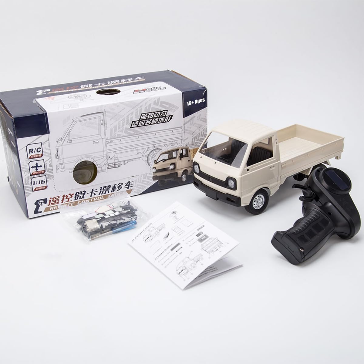 OBIOCKIDAY WPL D12 1/16 RC Truck Mini, 2.4G RC Off-Road Car Mini-Van Remote Control Truck with 2 Batteries, RC Rock Crawler RC Climbing Car RC Buggy