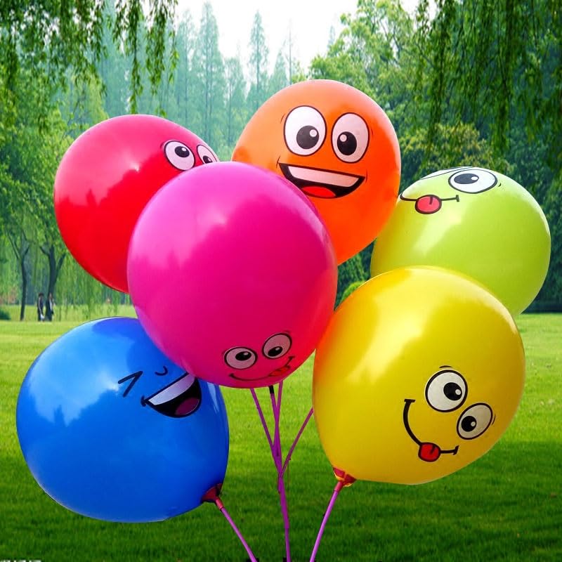 50 Ct 12 inches Smile Funny Face Balloons Cartoon Happy Birthday Party Fun Emotion Smiley Balloon Decorations (Multi Monster Balloons)