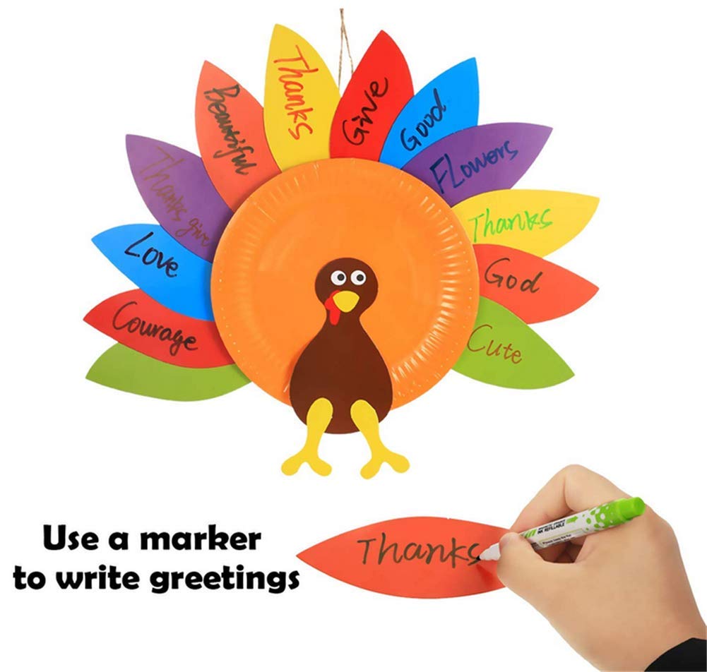 AMAZYJ Turkey Craft Kits Thanksgiving & Autumn |Thankful Turkey Making Kit |DIY Festive Fall Thanksgiving Party Game |Door Hanging Ornament Decoration