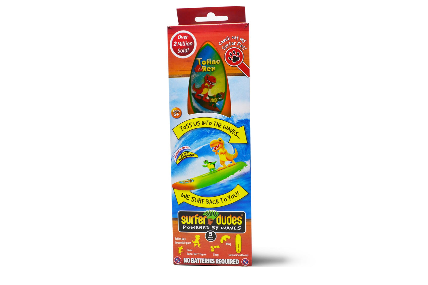 Surfer Dudes Legends & Surfer Pets Wave Powered Mini-Surfer, Pet and Surfboard Beach Toy - Tofino Rex and Coral