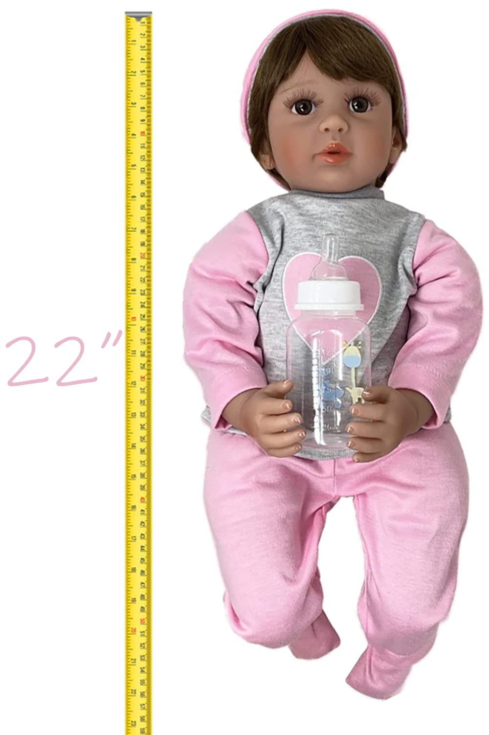 22" Baby Doll | Reborn Realistic Baby Doll that Looks Real | Weighted Soft Newborn Silicone Baby Doll Gift Set with Swaddle Blanket, Pacifier Toy