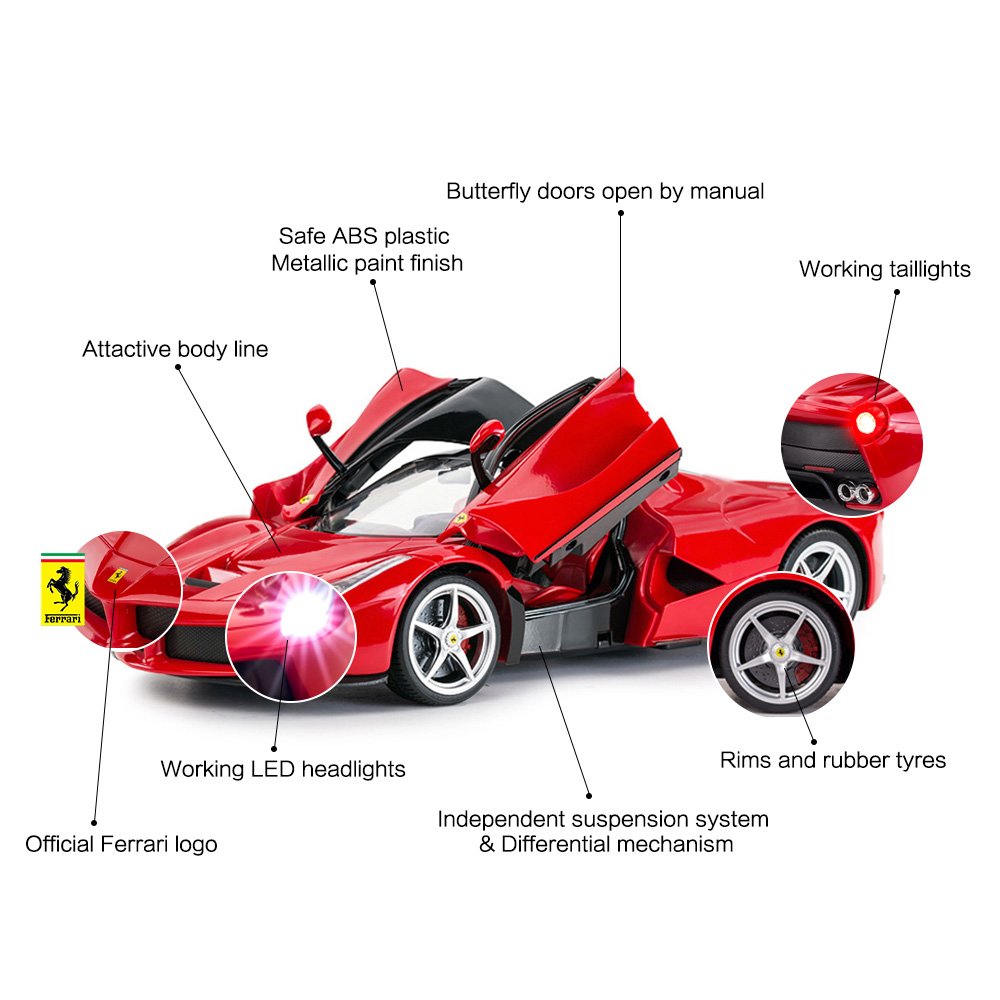 RASTAR RC Car | 1/14 Scale Ferrari LaFerrari Radio Remote Control R/C Toy Car Model Vehicle for Boys Kids, Red