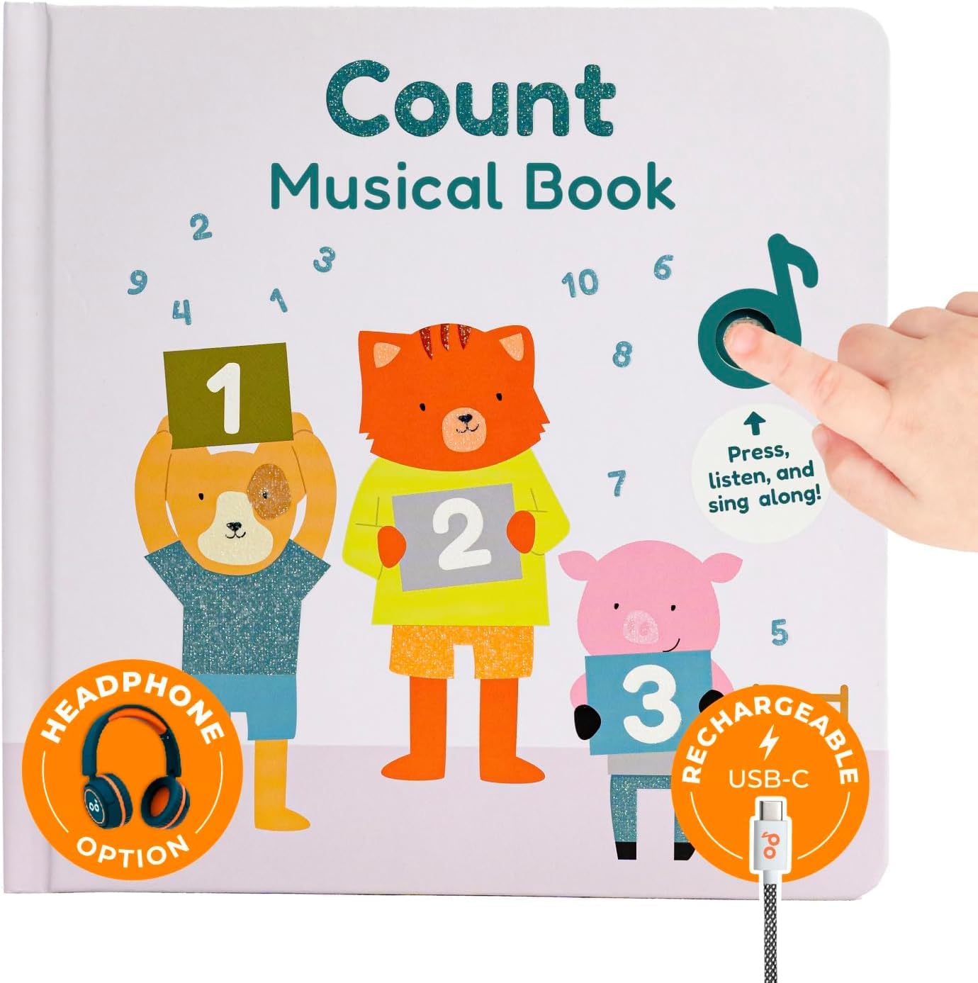 Cali's Books Count Number Book Toddlers 1-3 Years Old - Learn to Count 1 2 3 Musical Book, Headphone Jack, Interactive Baby Sound Book, Educational