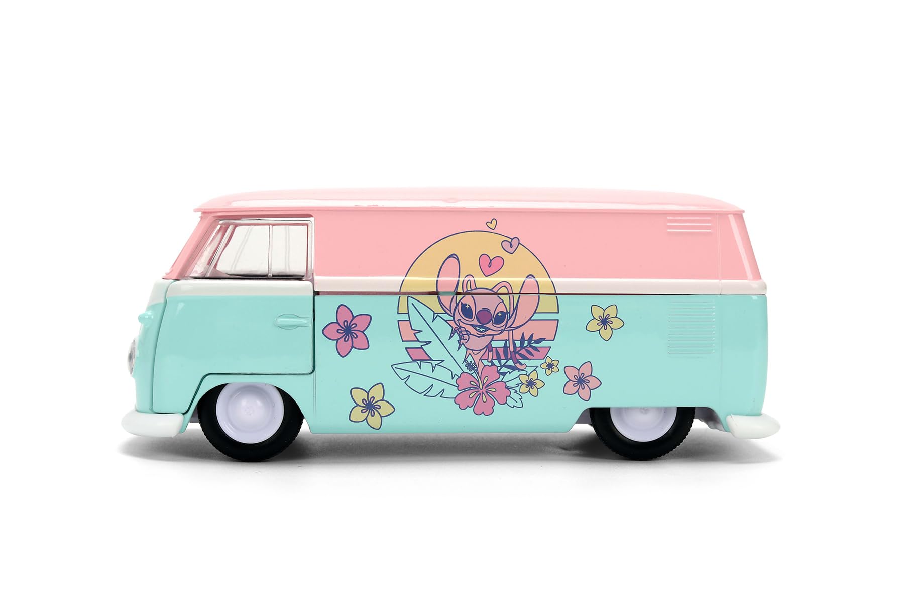Jada Disney Stitch 1961 Volkswagen Bus, Pastel Pink/Blue Toys 36358-1/32 Scale Diecast Model Car