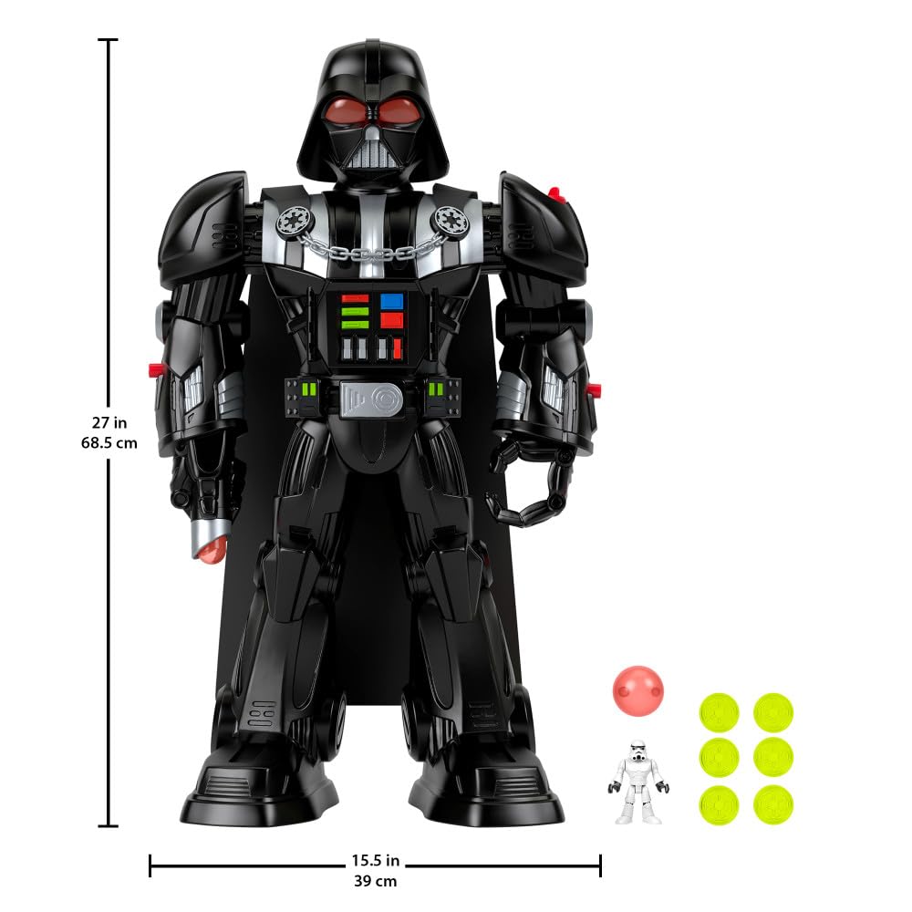 Fisher-Price Imaginext Star Wars Darth Vader Bot 2+ Ft Tall Toy, Lights Sounds & Stormtrooper Metal Character Key for Kids Ages 3+ Years