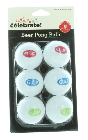 12ct Beer Pong Balls White w/Sayings Drinking Game College Frat Party Novelty