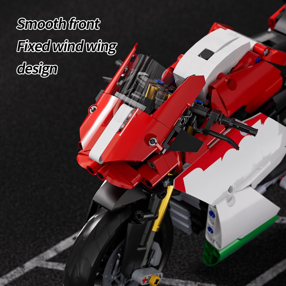 1:10 Motorcycle Building Block Set for Boys, Technical Motorbike Toy Superbike Display Collectible Model Kit Motorcycle Enthusiasts Ideal Birthday