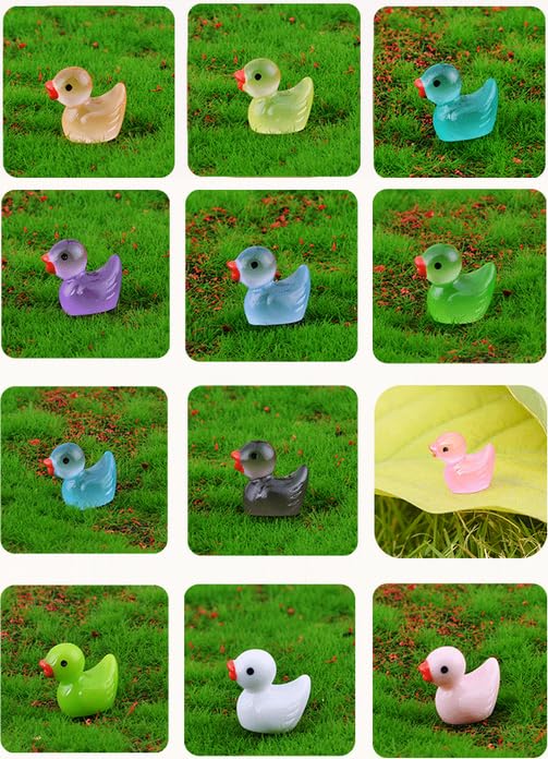 100pcs Mini Resin Duck,15 mm Dollhouse Décor Glow in The Dark for Aquarium Decor Micro Fairy Garden Landscape Hide,Seek Party Toys,Easter Basket