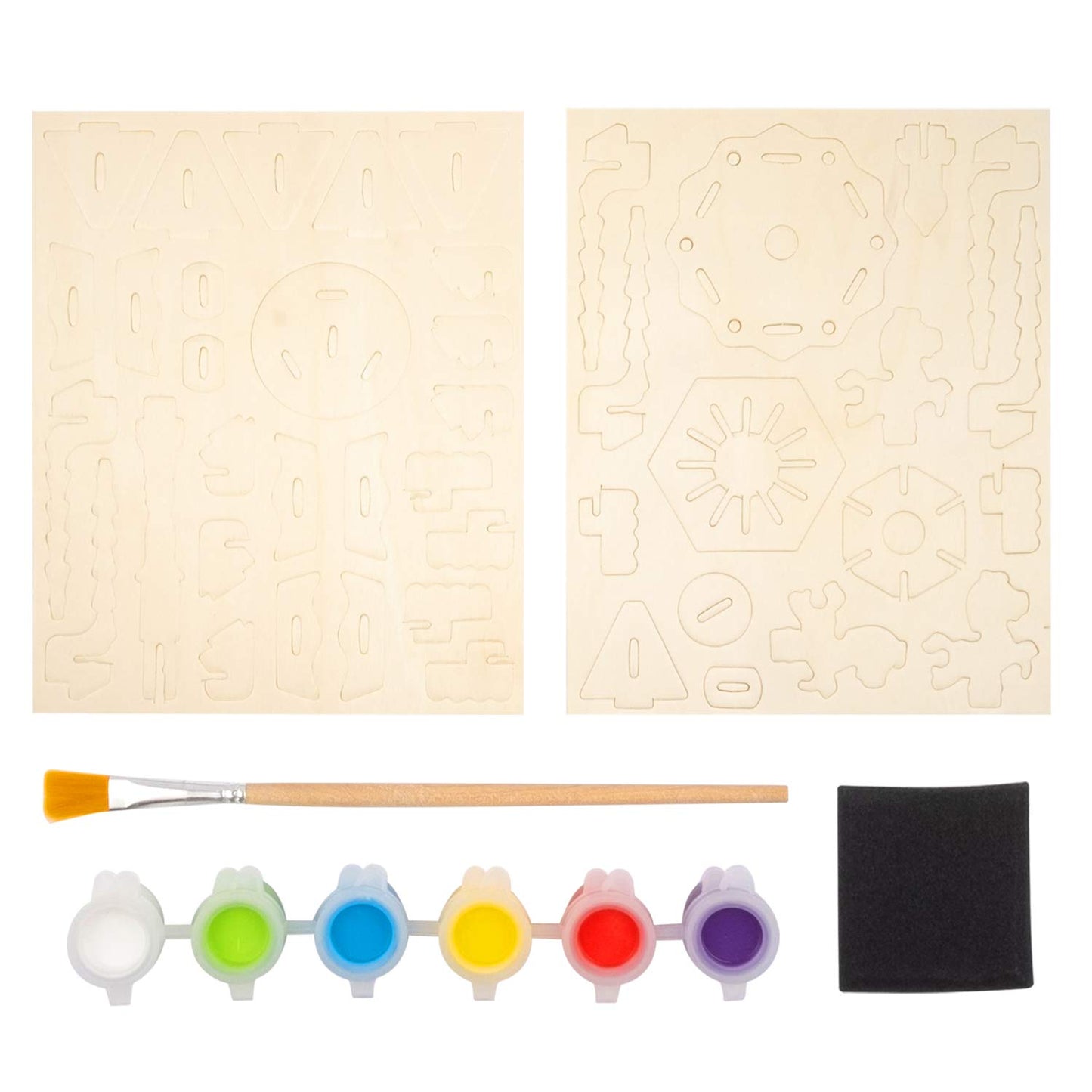 Allessimo 3D Paint Creat Puzzle (Carousel - 43pcs) Model Paint Kit with Brush Toys for Kids Puzzle Build 3D Puzzles Educational Crafts Building DIY