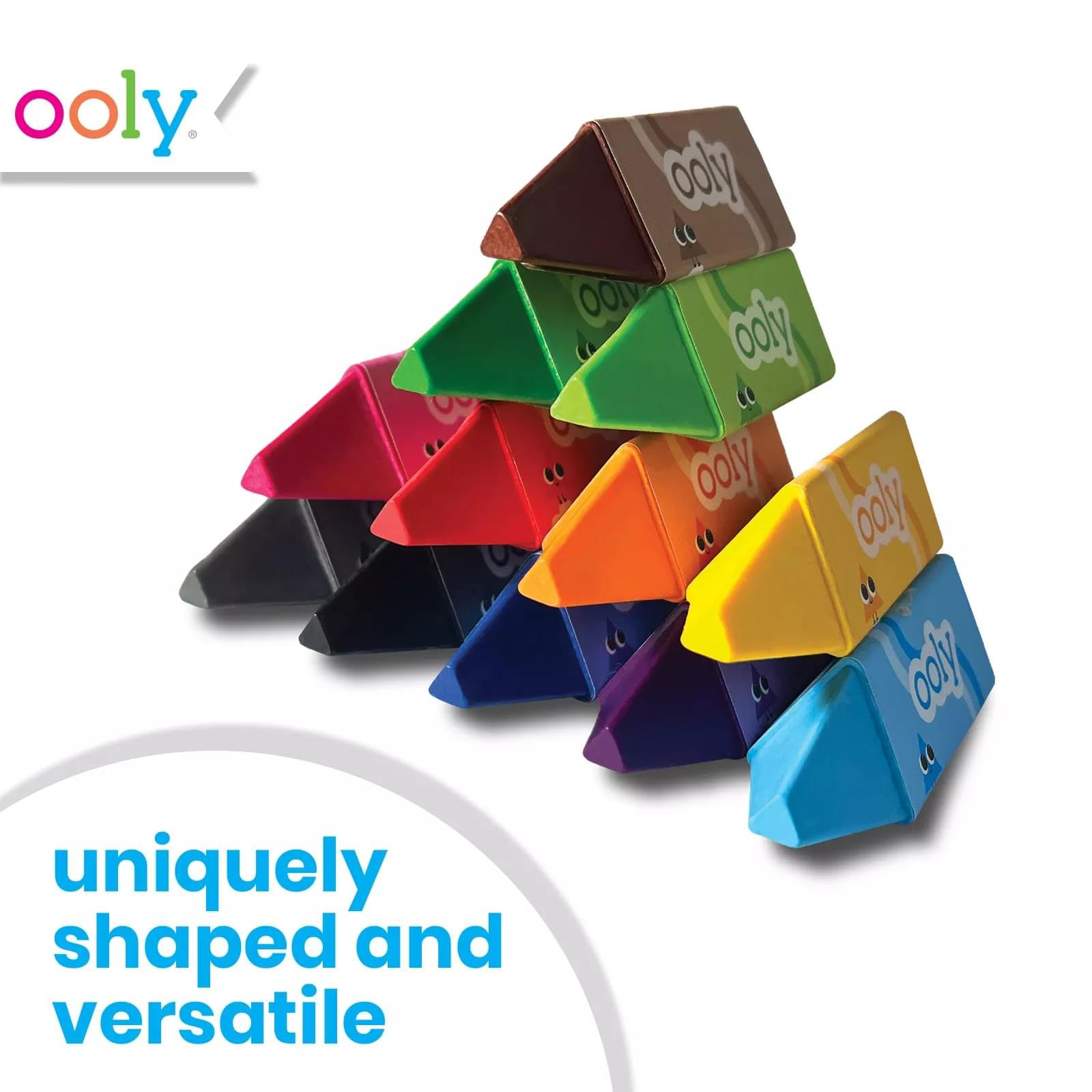Ooly Jumbo Triangle Crayons for Toddlers Set of 12, Non-Toxic Triangle Shaped Easy to Hold Crayons for Toddler, No Rolling Crayon, Gifts for Kids