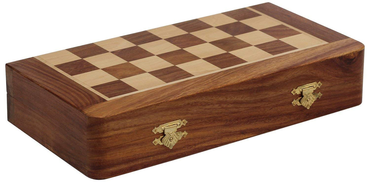Magnetic Chess Set - 10" Folding Board - Premium Wood Staunton Chess with Built in Storage