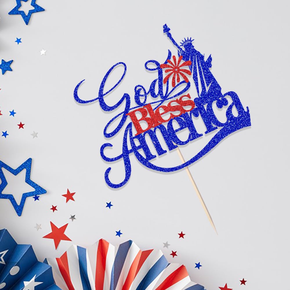 Sleyberoy God Bless America Glitter Cake Topper