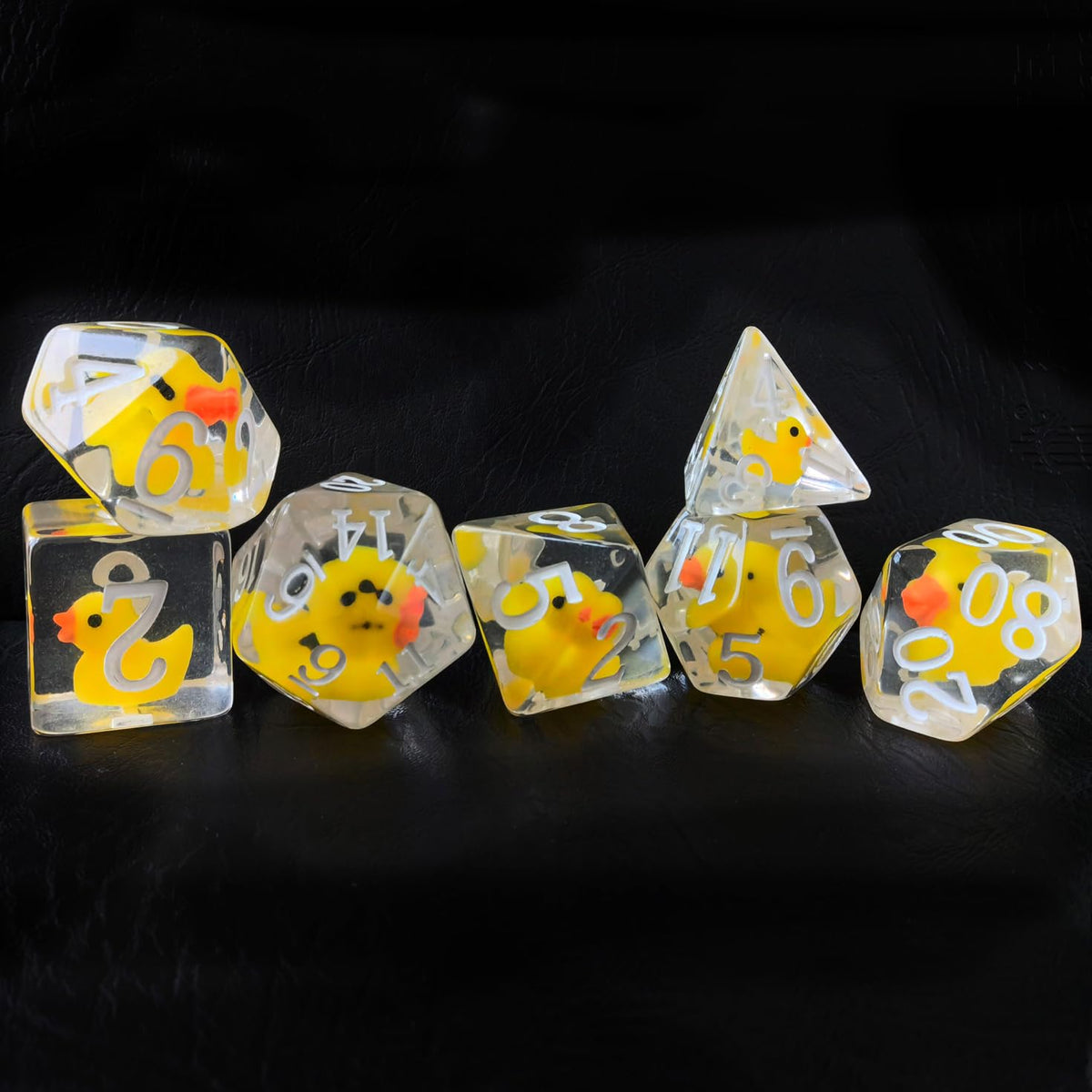 Bescon Oversized YellowDuck RPG Dice Set of 7, Novelty Jumbo Dice Yellow Duck Polyhedral DND Game Die Set
