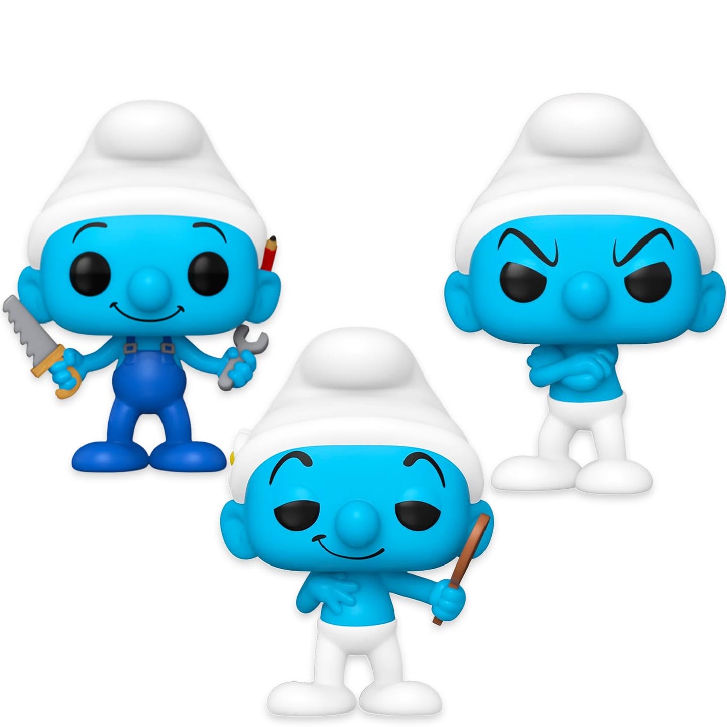 The Smurfs Funko Pop Set - Bundle with 3 Action Figures: Grouchy, Vanity, Handy Smurf Plus Doo Hanger | Smurfs Figurines for Kids, Teens, Adults