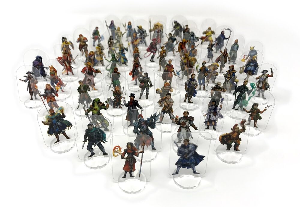Arcknight Flat Plastic Miniatures: PC Expansion; 64 Unique Player character - Themed Minis for DND 5e and Pathfinder; Affordable, Skinny Figurines