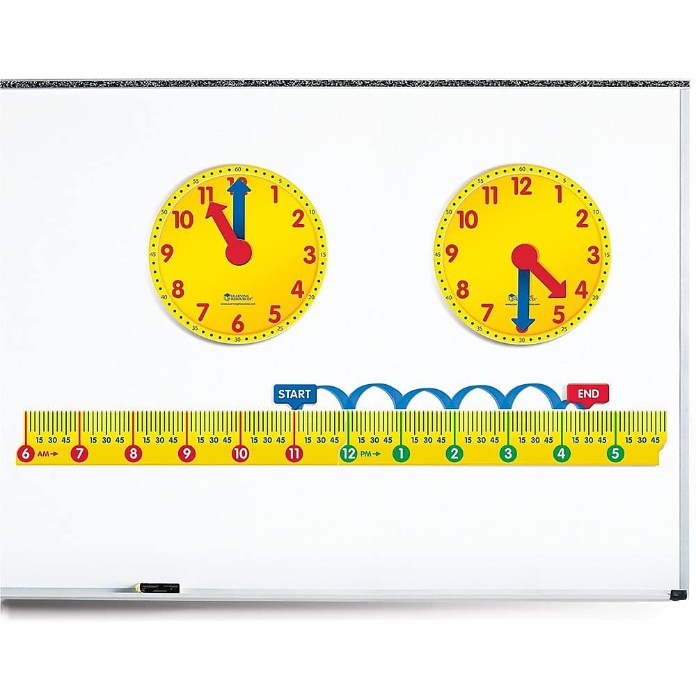Learning Resources Magnetic Elapsed Time Set, Telling Time, Clock for Kids, Classroom Supplies, Set of 2