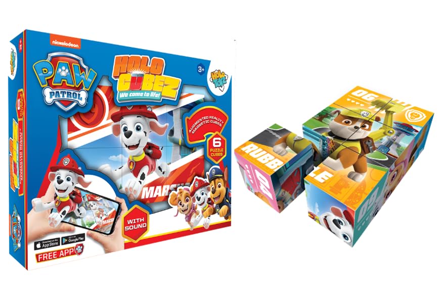 Abacus Brands Holotoyz Paw Patrol AR Puzzle Cubez - Magic Augmented Reality Hologram Puzzles Come to Life with Smart Phone - 4D Learning Play for Kids