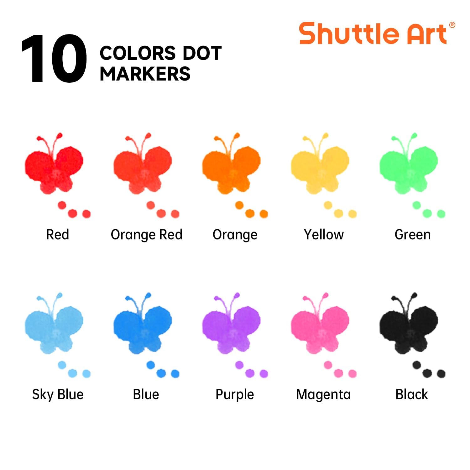 Shuttle Art Dot Markers, 10 Colors Washable Markers for Toddlers,Bingo Daubers Supplies Kids Preschool Children, Non Toxic Water-Based