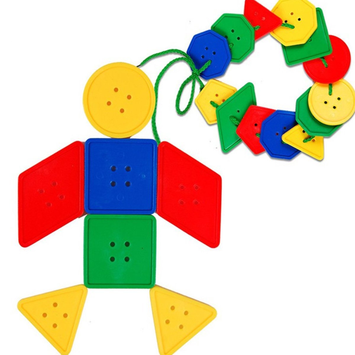 STUDY 70 Pcs Button Puzzle Toy, Button Lacing Toy, Big Buttons Threading Toy, Plastic Assorted Bright Buttons Toy