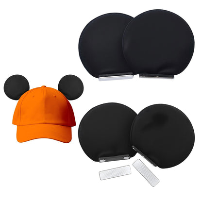 4 Pcs Magnetic Mouse Ears for Hats, Removable Magnet Minni Ear for Cap, Interchangeable Mouse Ears for Baseball Hat, Clip-On Hat Accessory, Adults