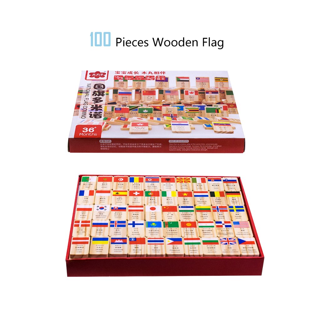 HSOMiD Wooden Educational Toys for Kids World Flag Learning Educational Toy (Domino)
