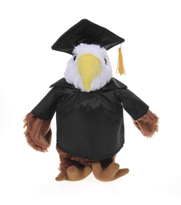 Plushland Eagle Plush Stuffed Animal Toys Present Gifts for Graduation Day, Personalized Text, Name or Your School Logo on Gown, Best for Any Grad